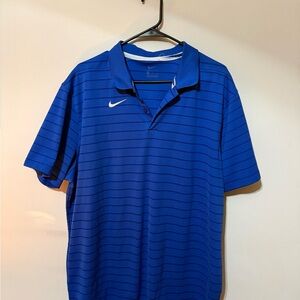 Nike Men's Striped Royal Blue Polo Shirt